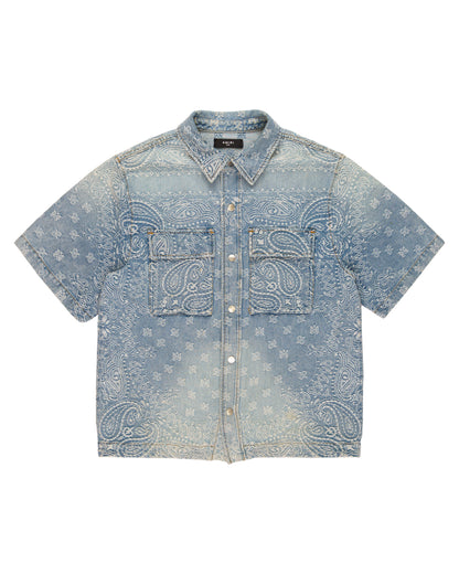 Amiri blue bandana jacquard denim shirt