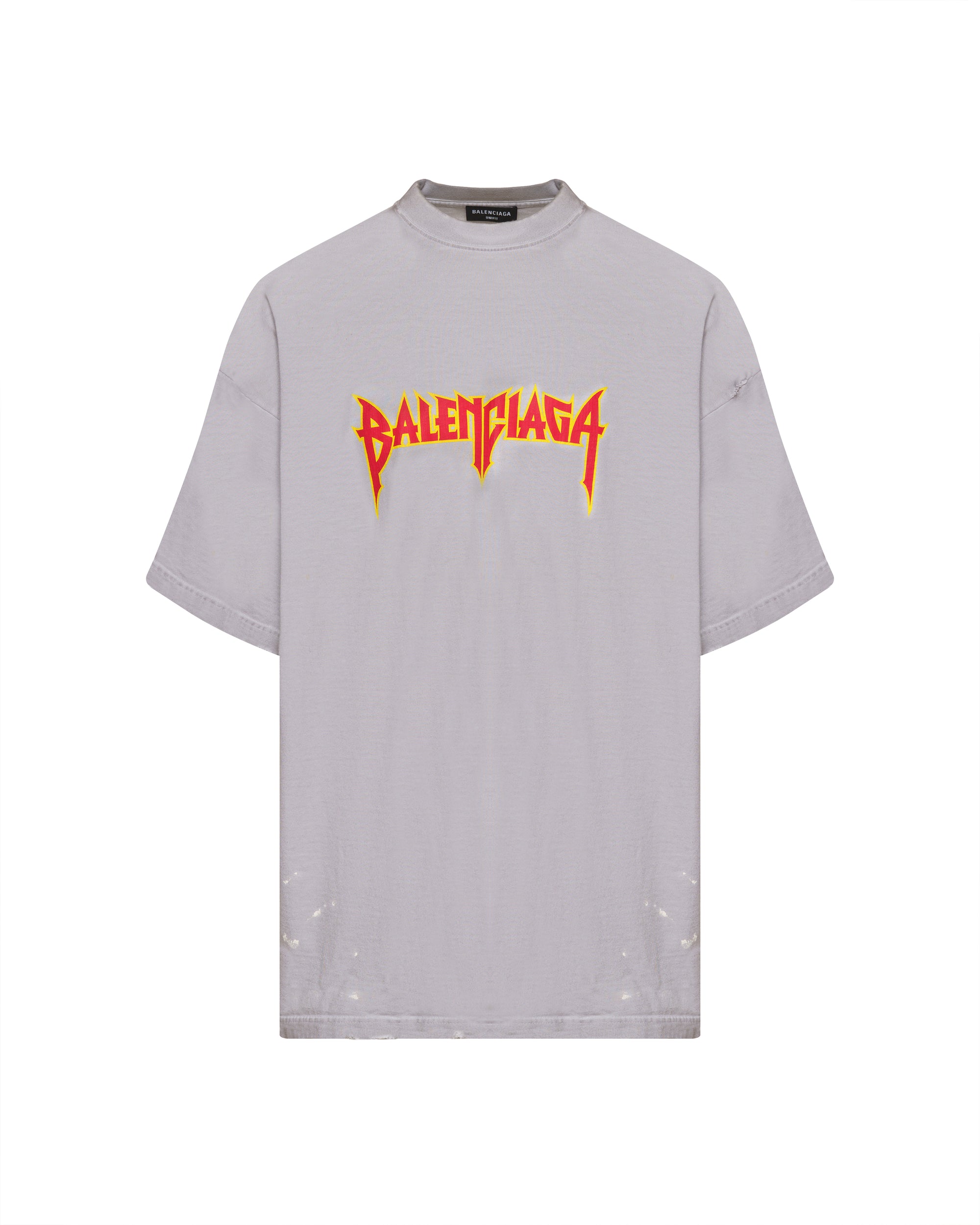 Balenciaga metal logo distressed oversized grey t-shirt