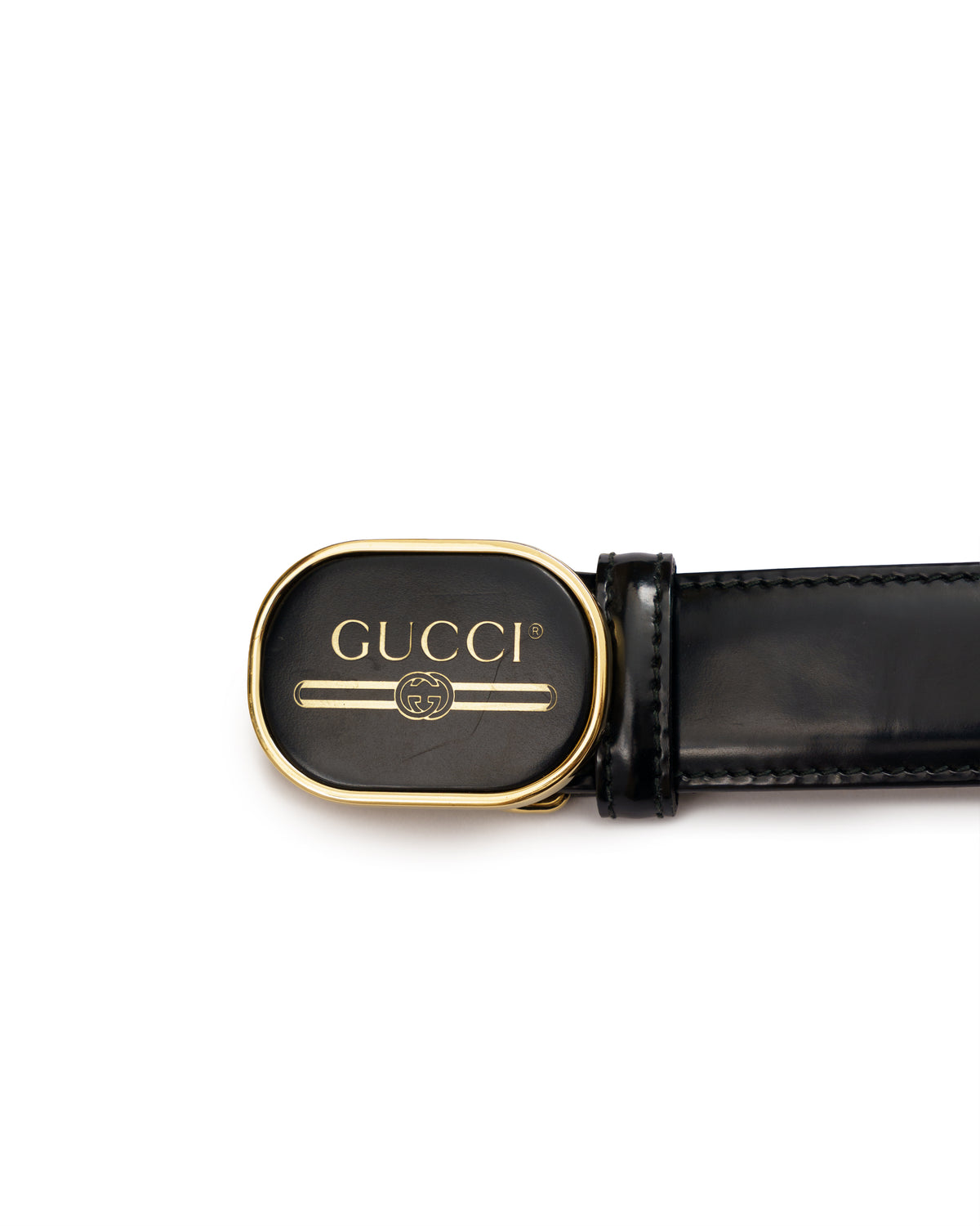 Gucci Vintage Oval Logo Plaque Belt
