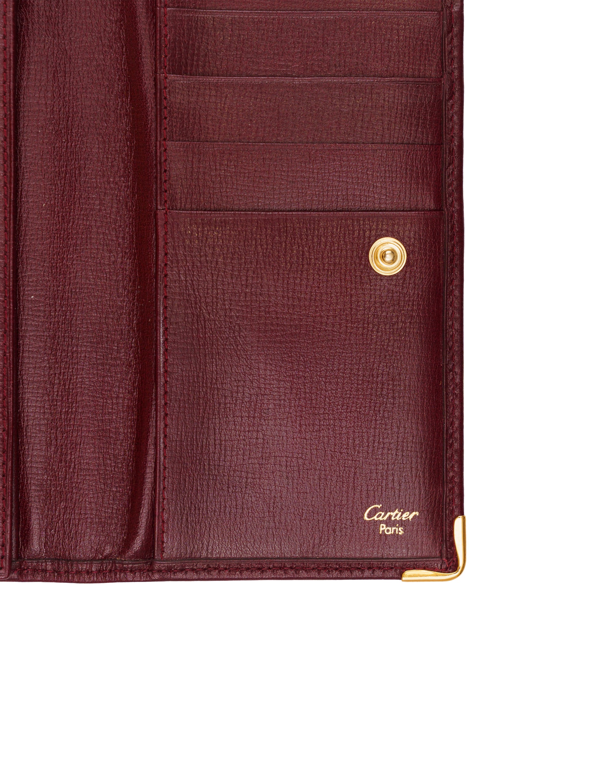 Cartier "must de Cartier" burgundy bifold wallet & card wallet set