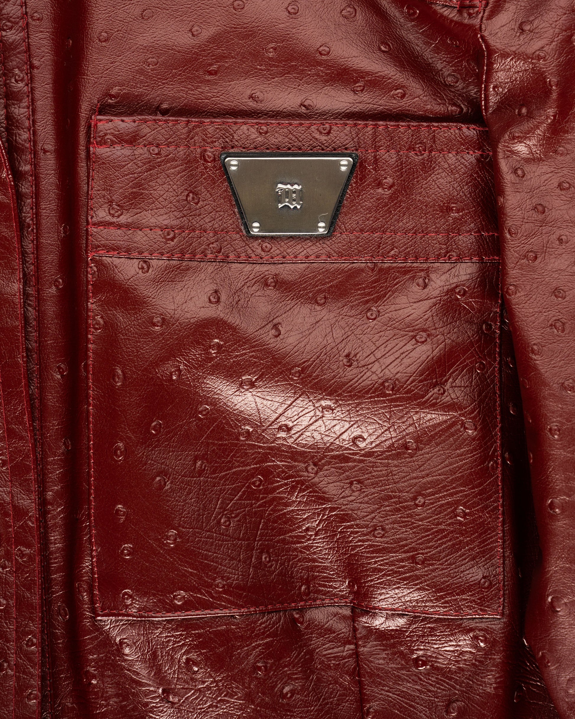 MISBHV 1-OF-1 faux ostrich leather metal logo plaque jacket MISBHV