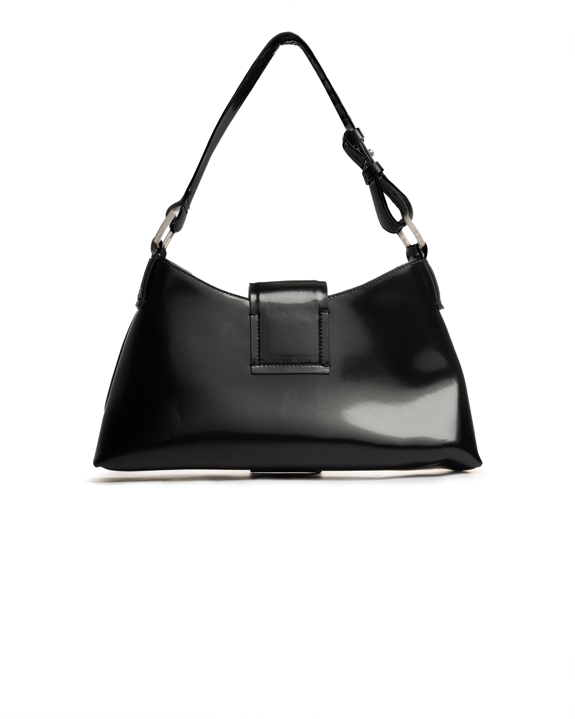 MISBHV metal logo plaque black leather shoulder bag