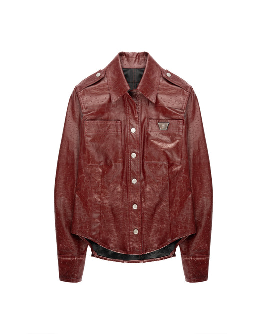MISBHV 1-OF-1 faux ostrich leather metal logo plaque jacket MISBHV