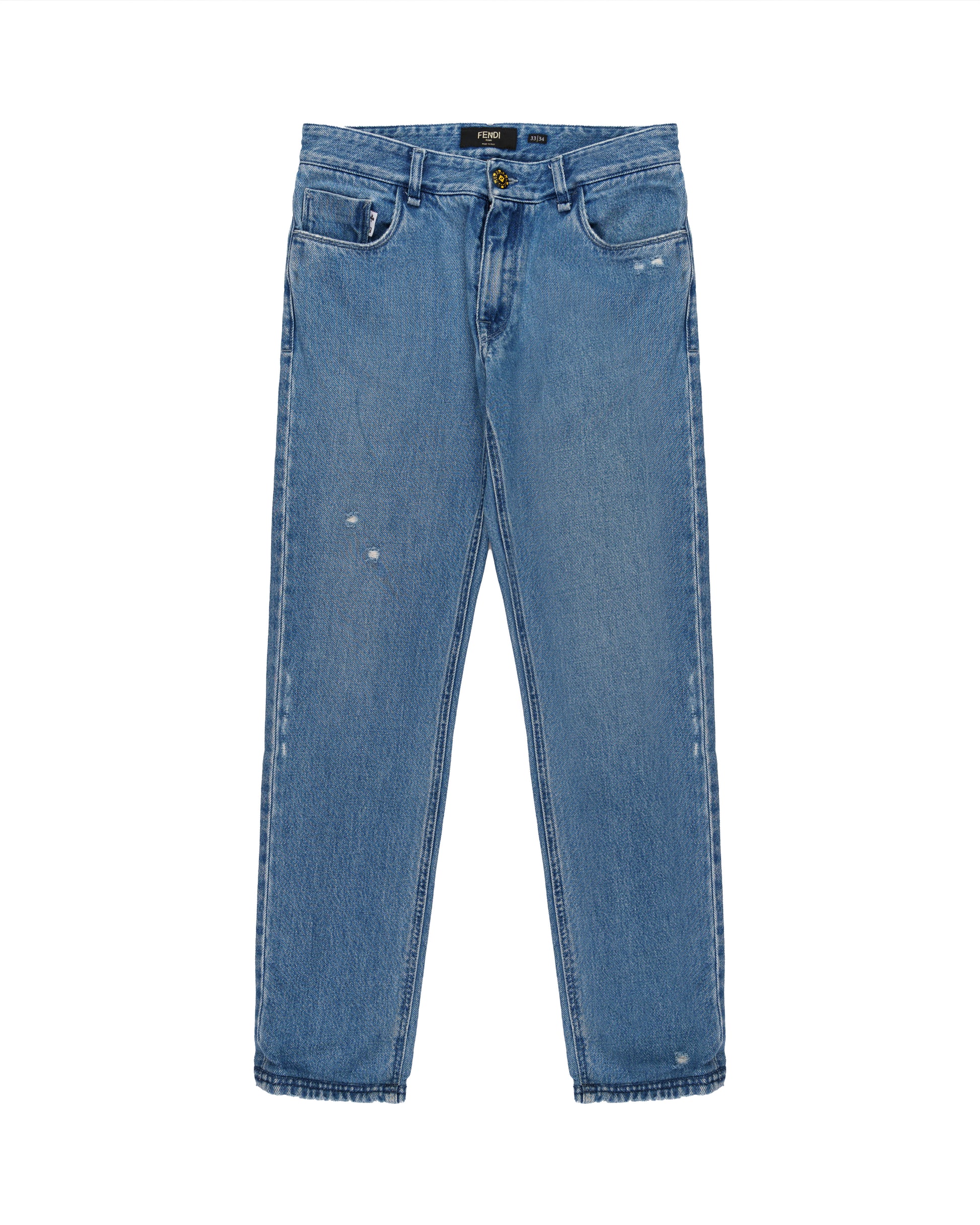Fendi Cards Deck printed blue denim pants Fendi