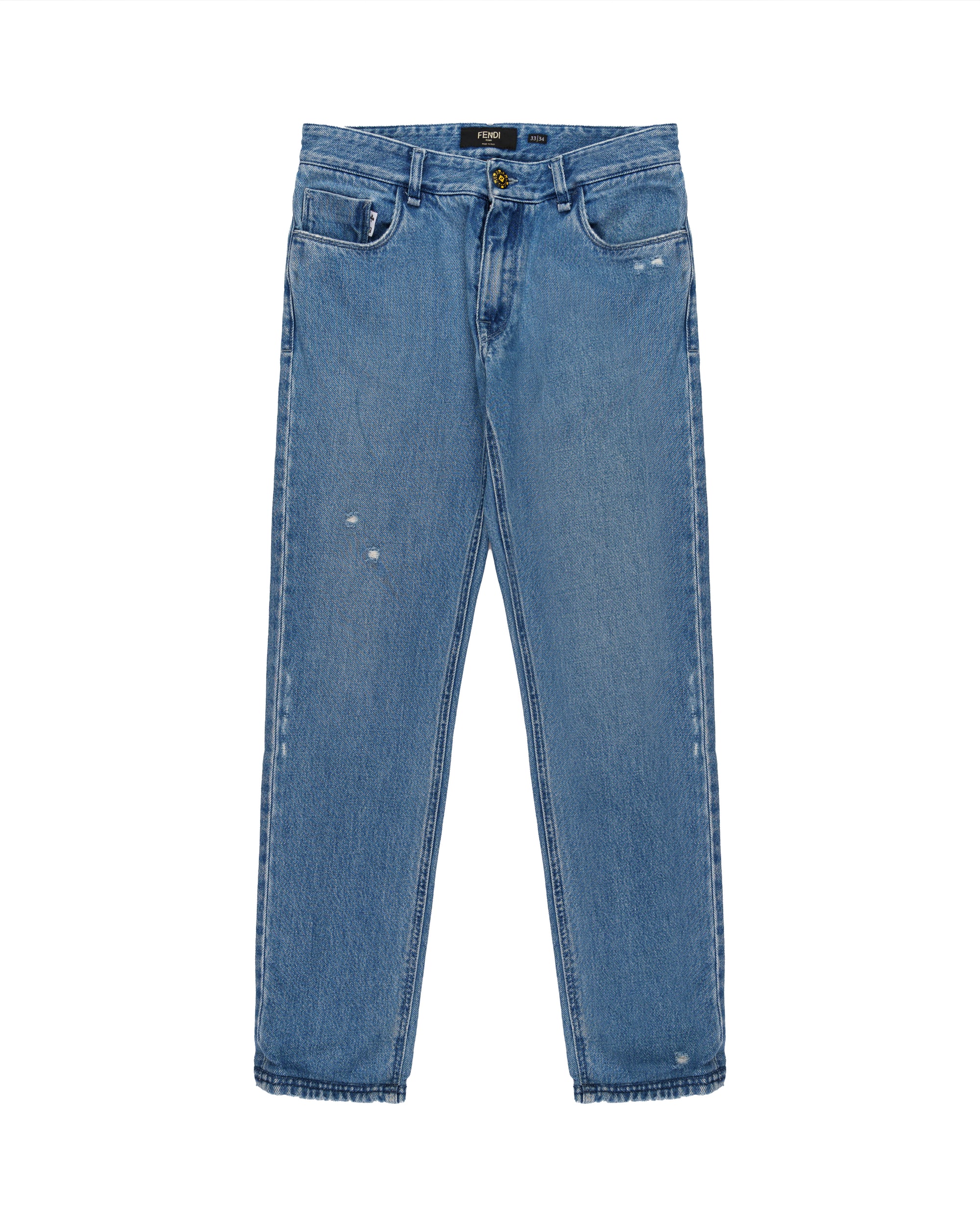 Fendi Cards Deck printed blue denim pants