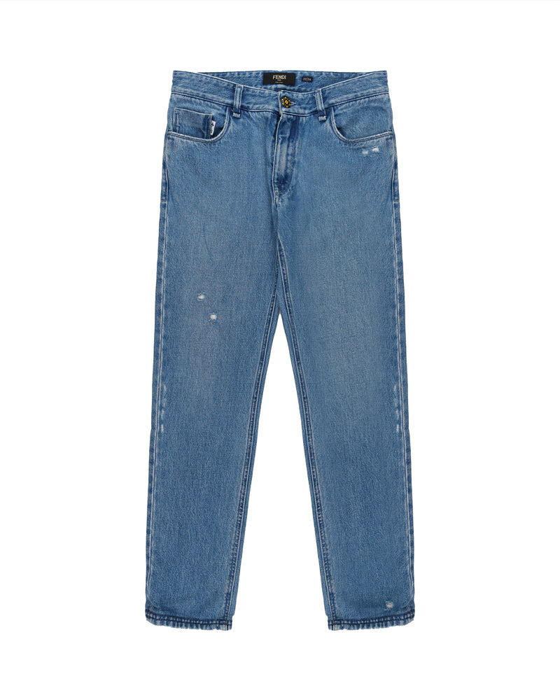 Fendi Cards Deck printed blue denim pants thumbnail