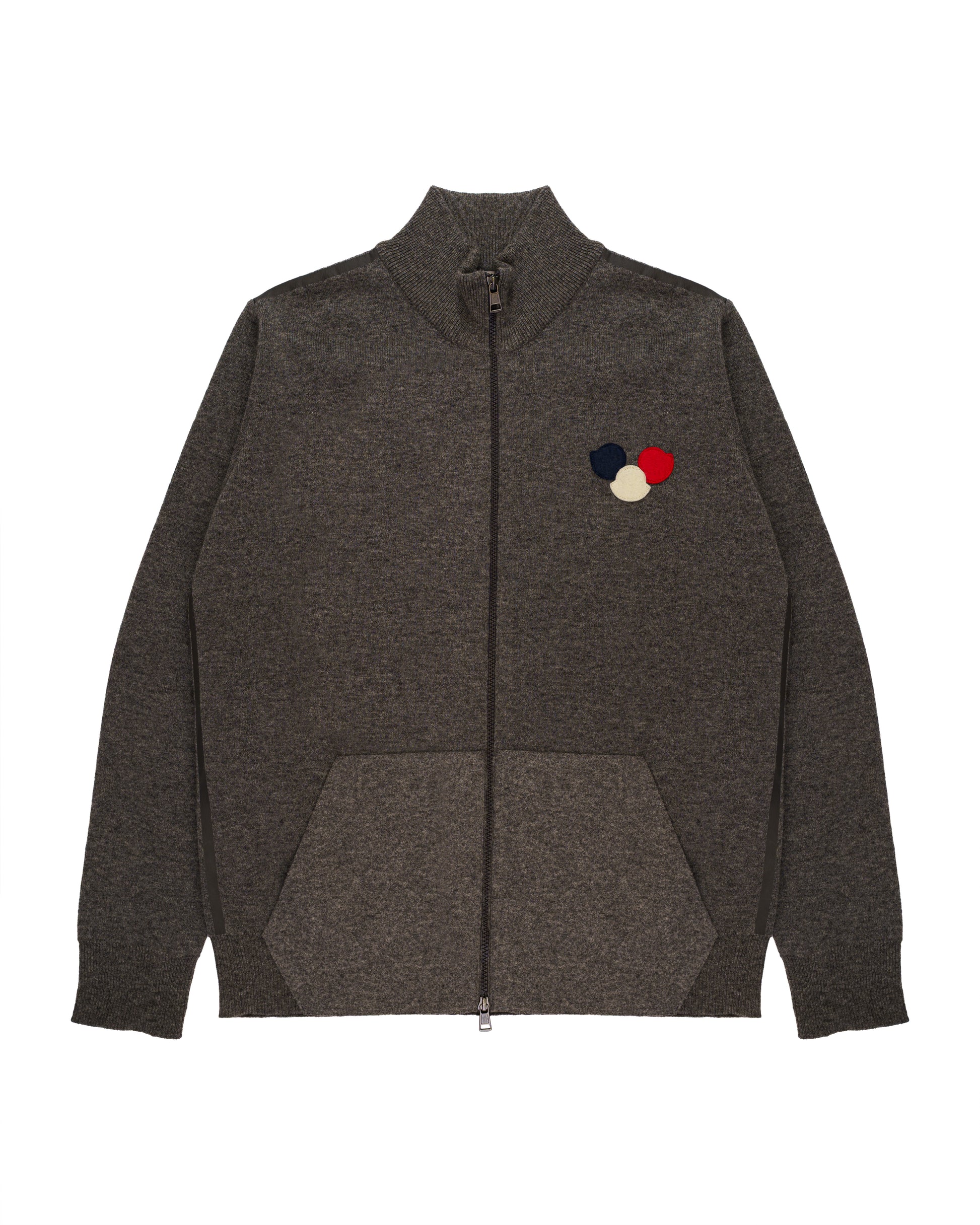 Moncler Colorblock virgin wool zip cardigan sweater