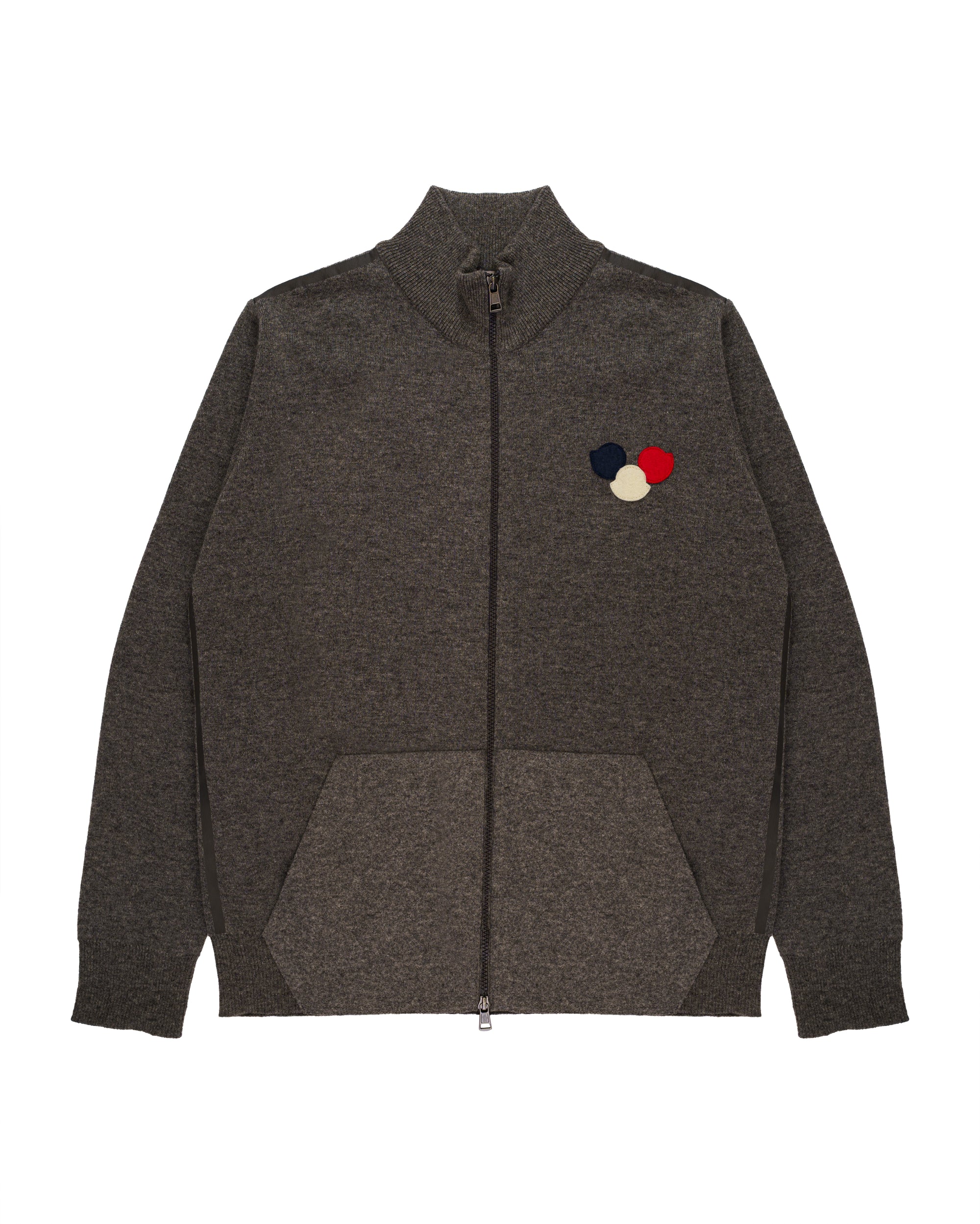 Moncler Colorblock virgin wool zip cardigan sweater