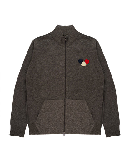 Moncler Colorblock virgin wool zip cardigan sweater