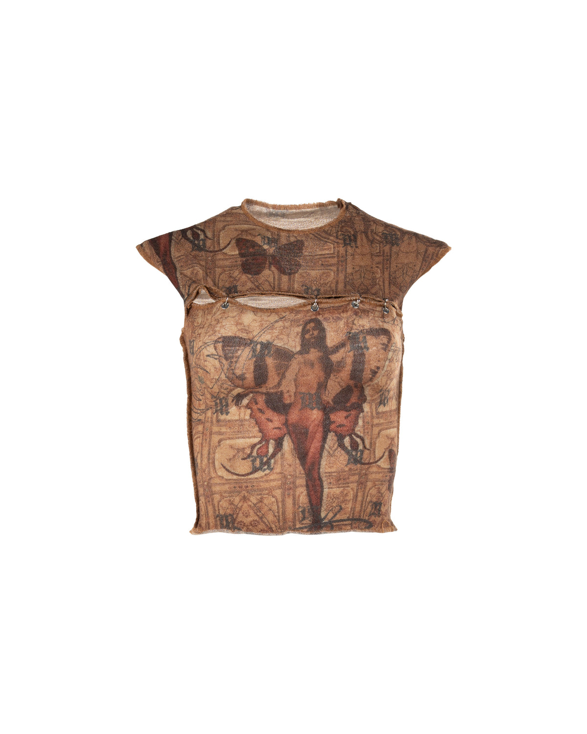 MISBHV pierced brown mesh top