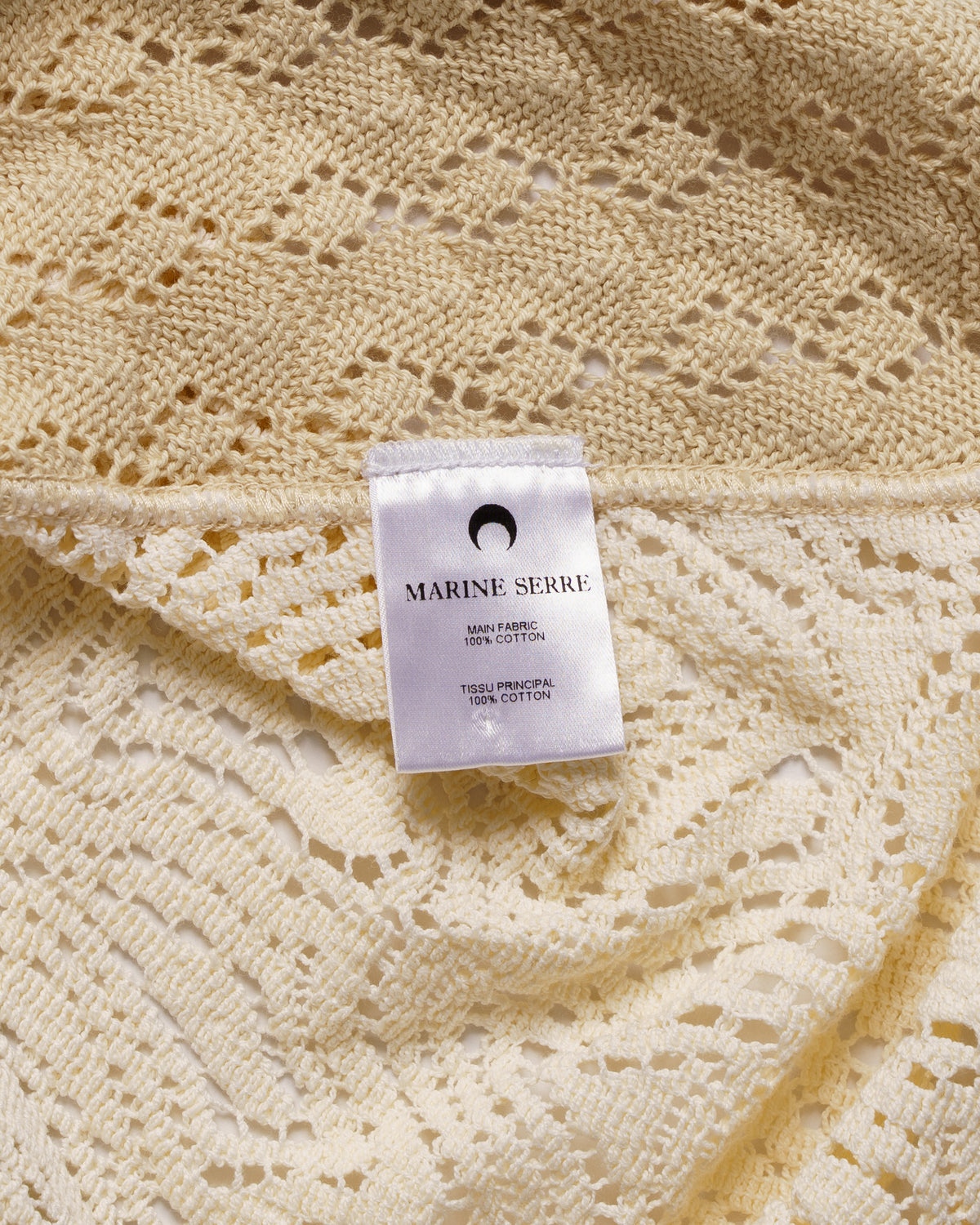 Marine Serre regenerated crochet raglan natural sweater
