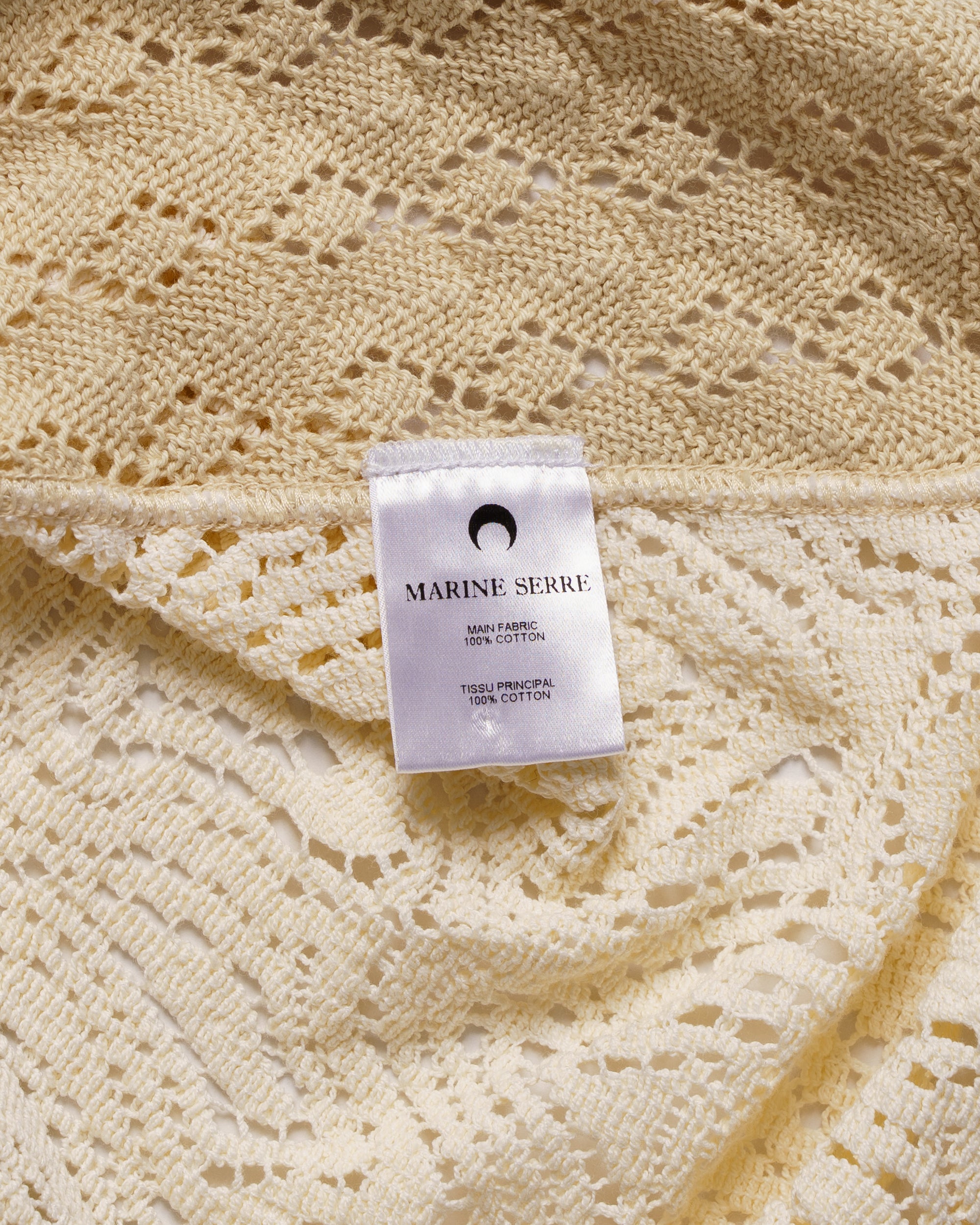 Marine Serre regenerated crochet raglan natural sweater