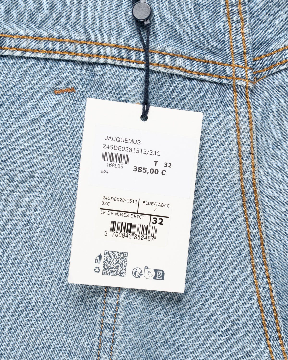 Jacquemus Les Sculptures "Le de-Nîmes" large blue denim pants
