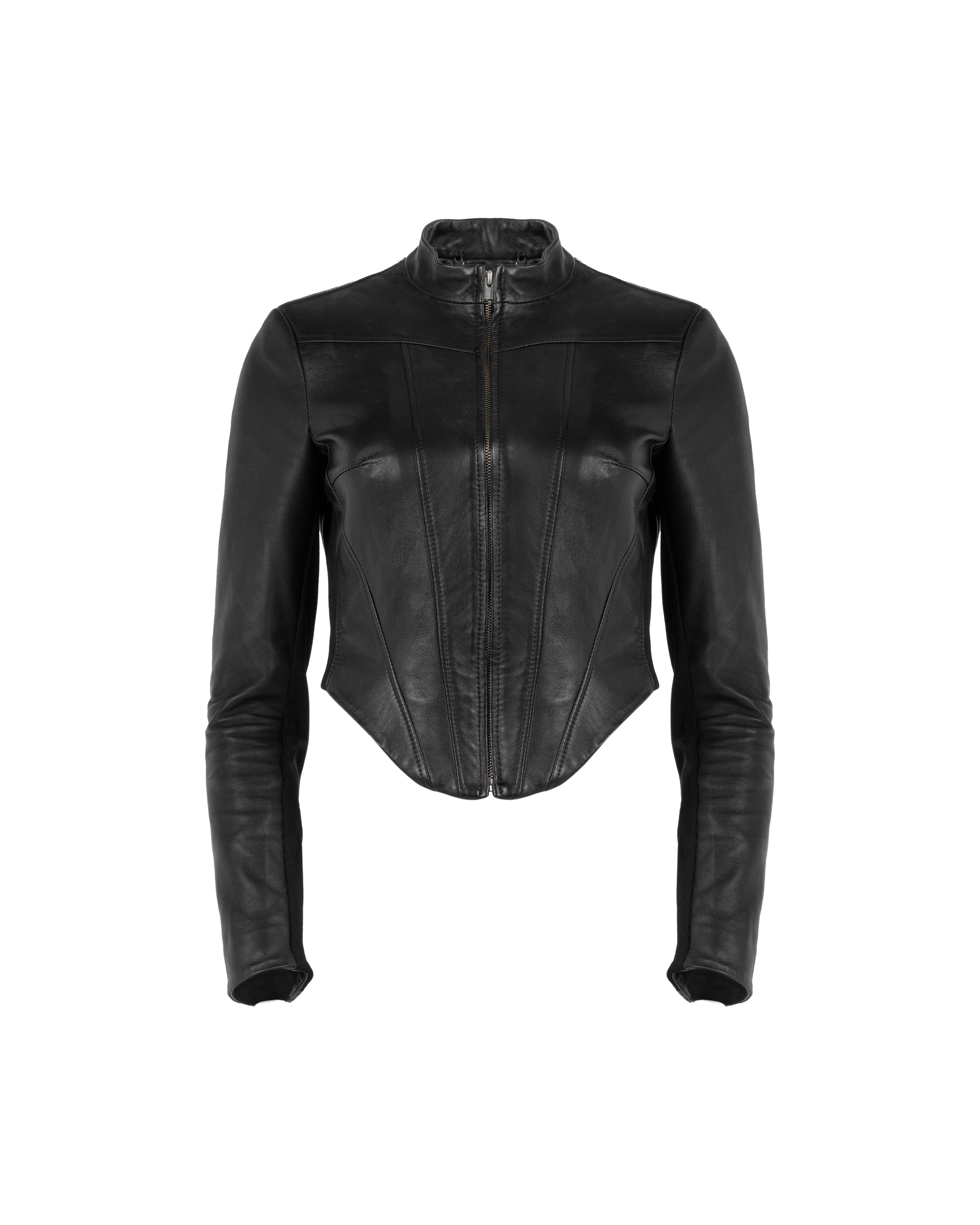 MISBHV corset faux-leather biker jacket