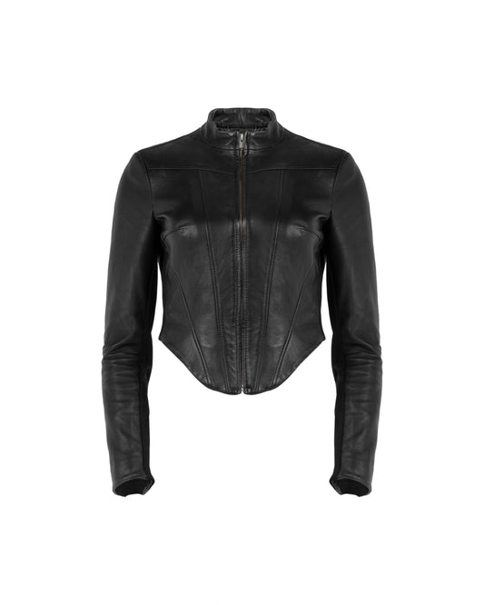 MISBHV corset faux-leather biker jacket MISBHV
