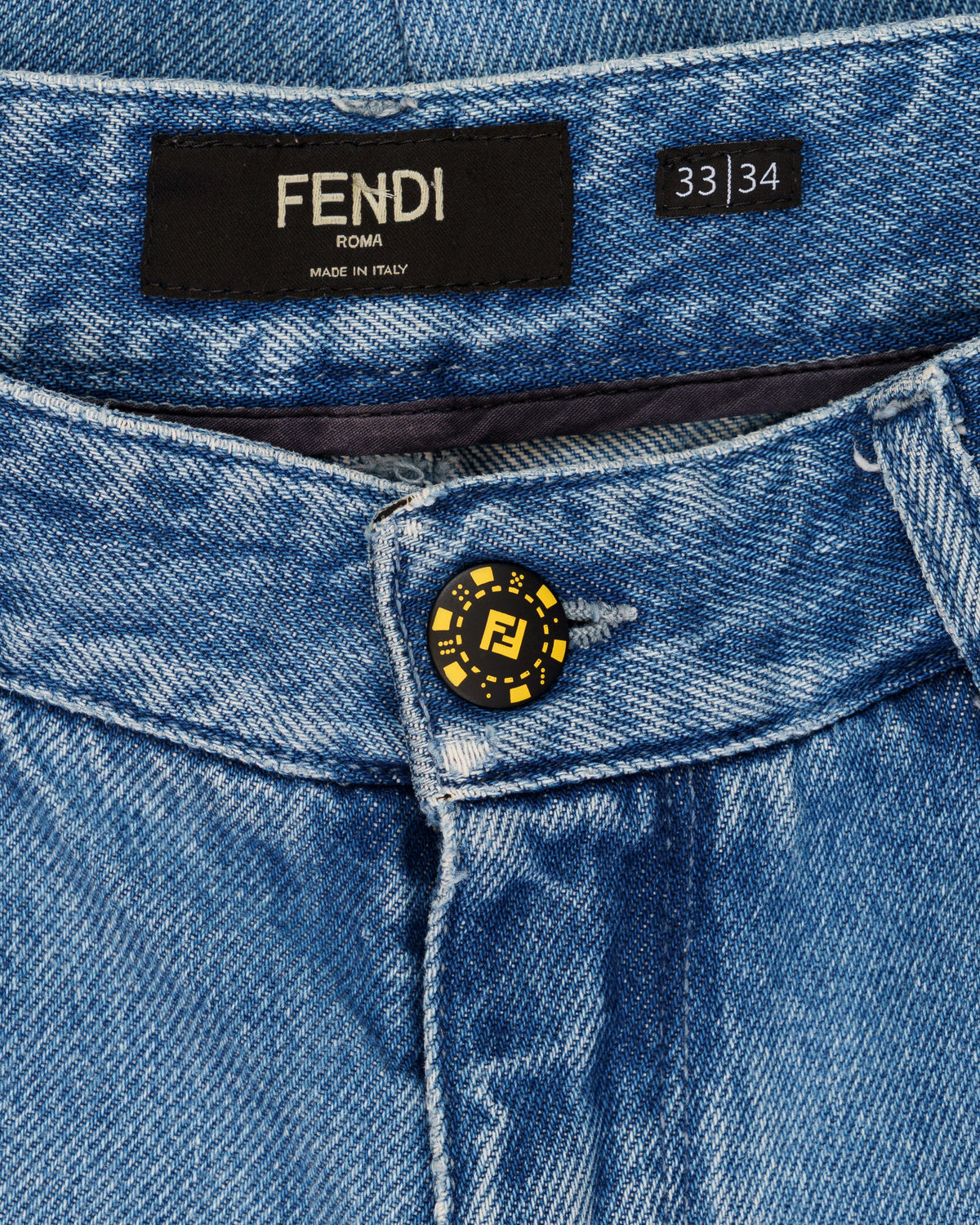 Fendi Cards Deck printed blue denim pants
