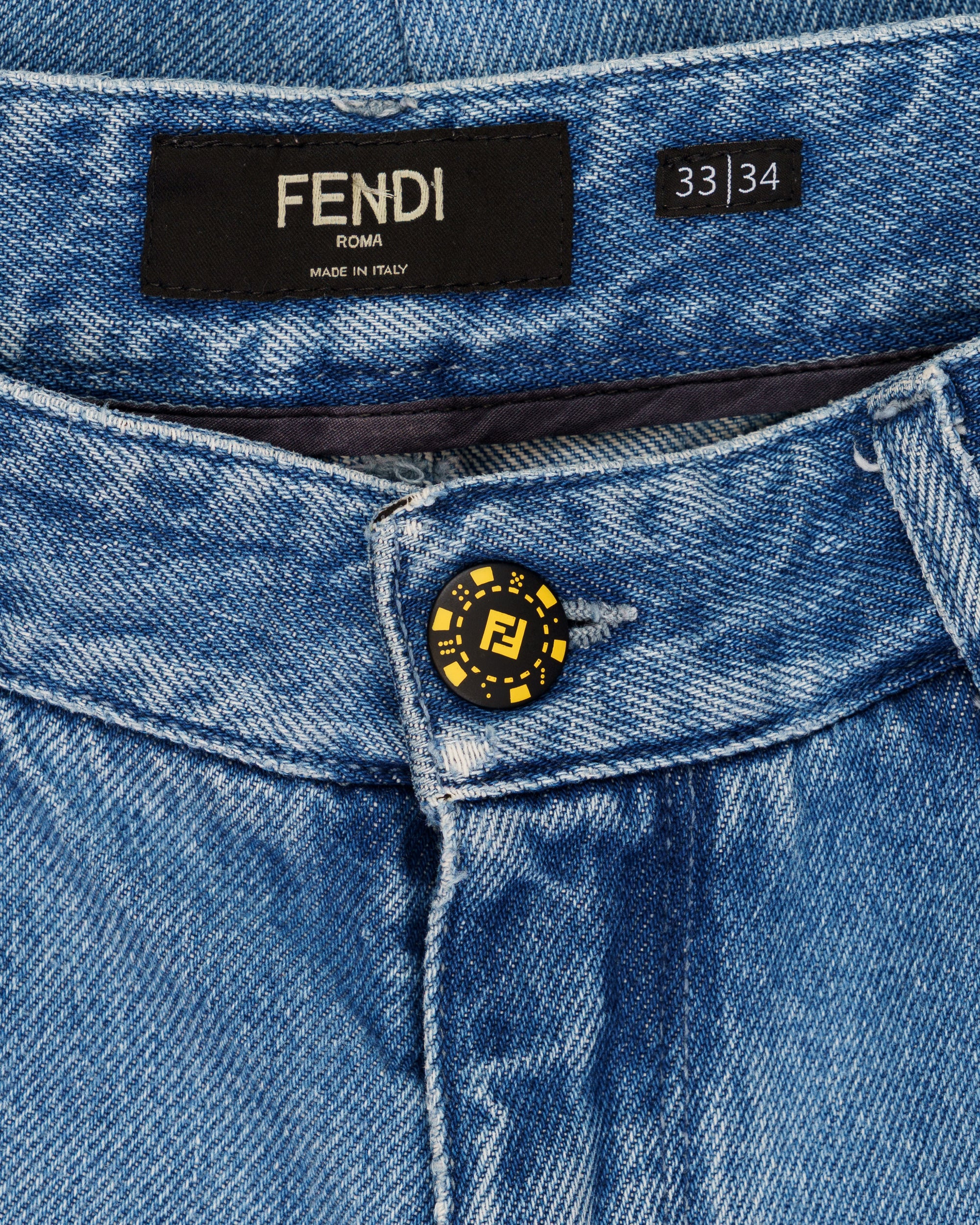 Fendi Cards Deck printed blue denim pants