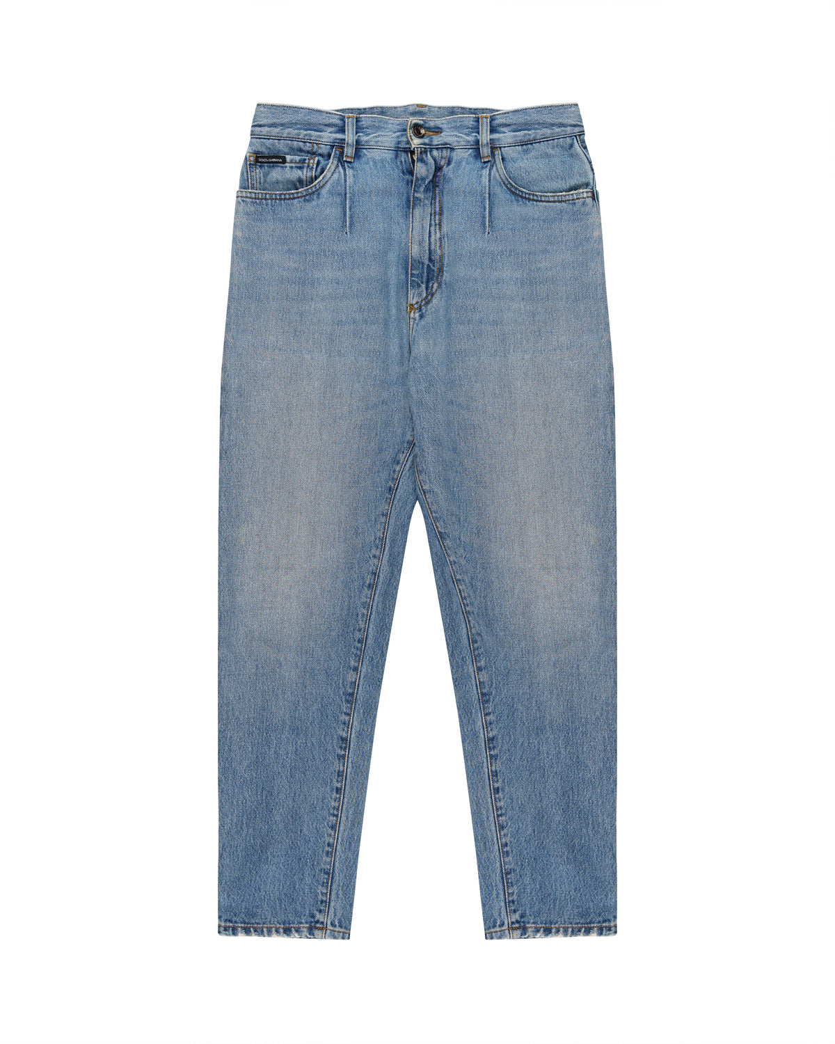 Dolce and Gabbana metal logo emblem blue denim pants
