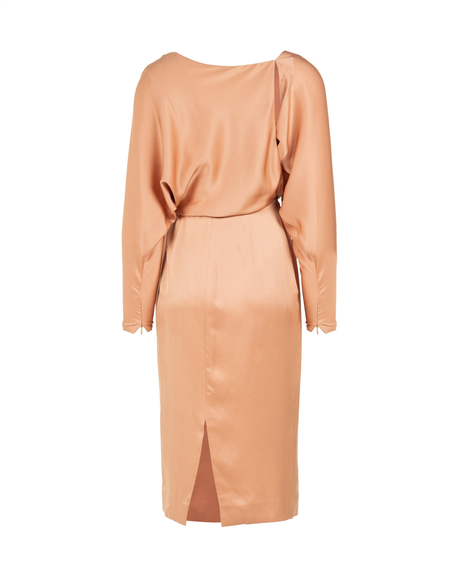 Tom Ford cut-out draped silk sand midi dress Tom