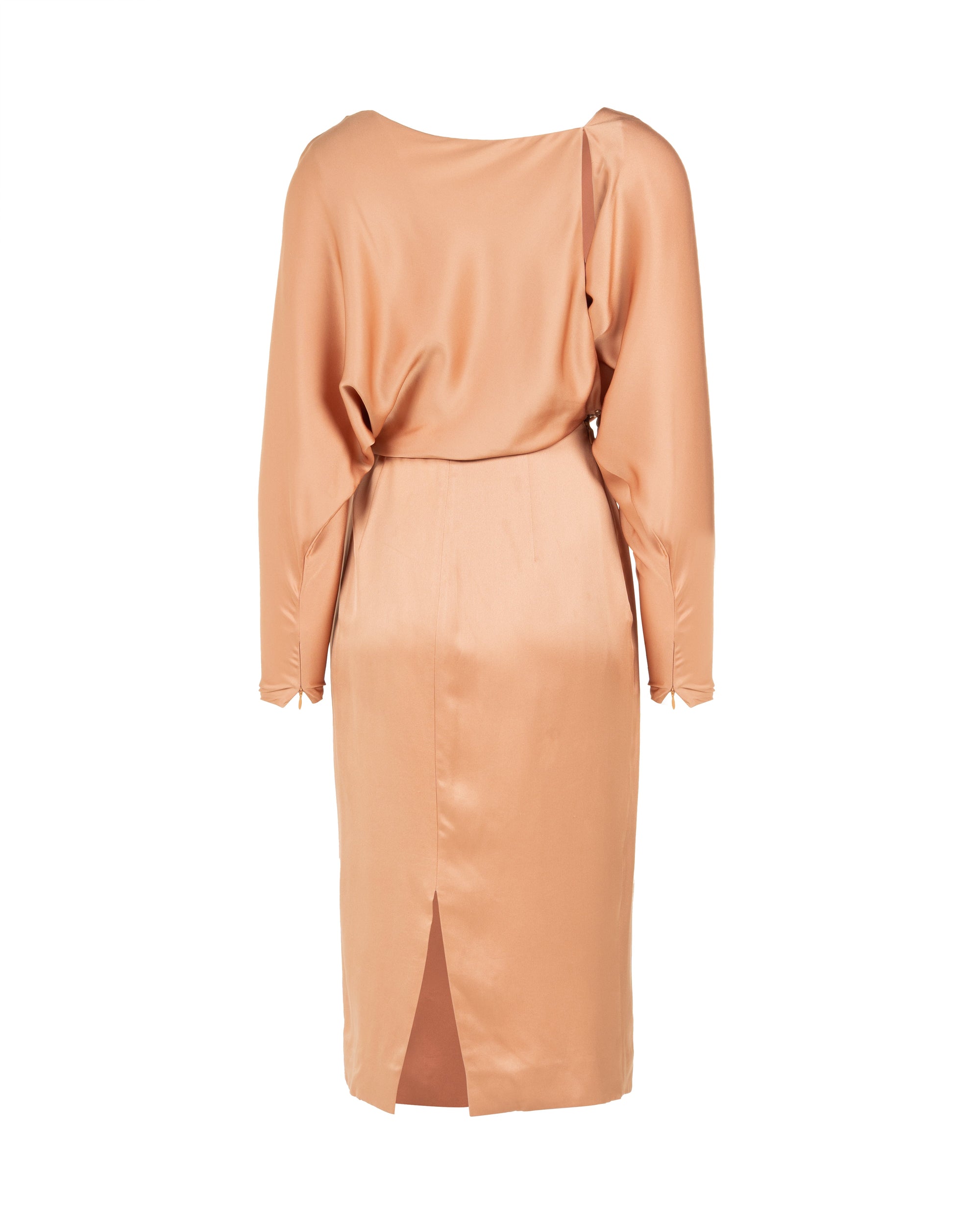 Tom Ford cut-out draped silk sand midi dress