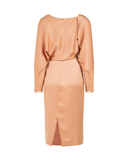 Tom Ford cut-out draped silk sand midi dress Tom