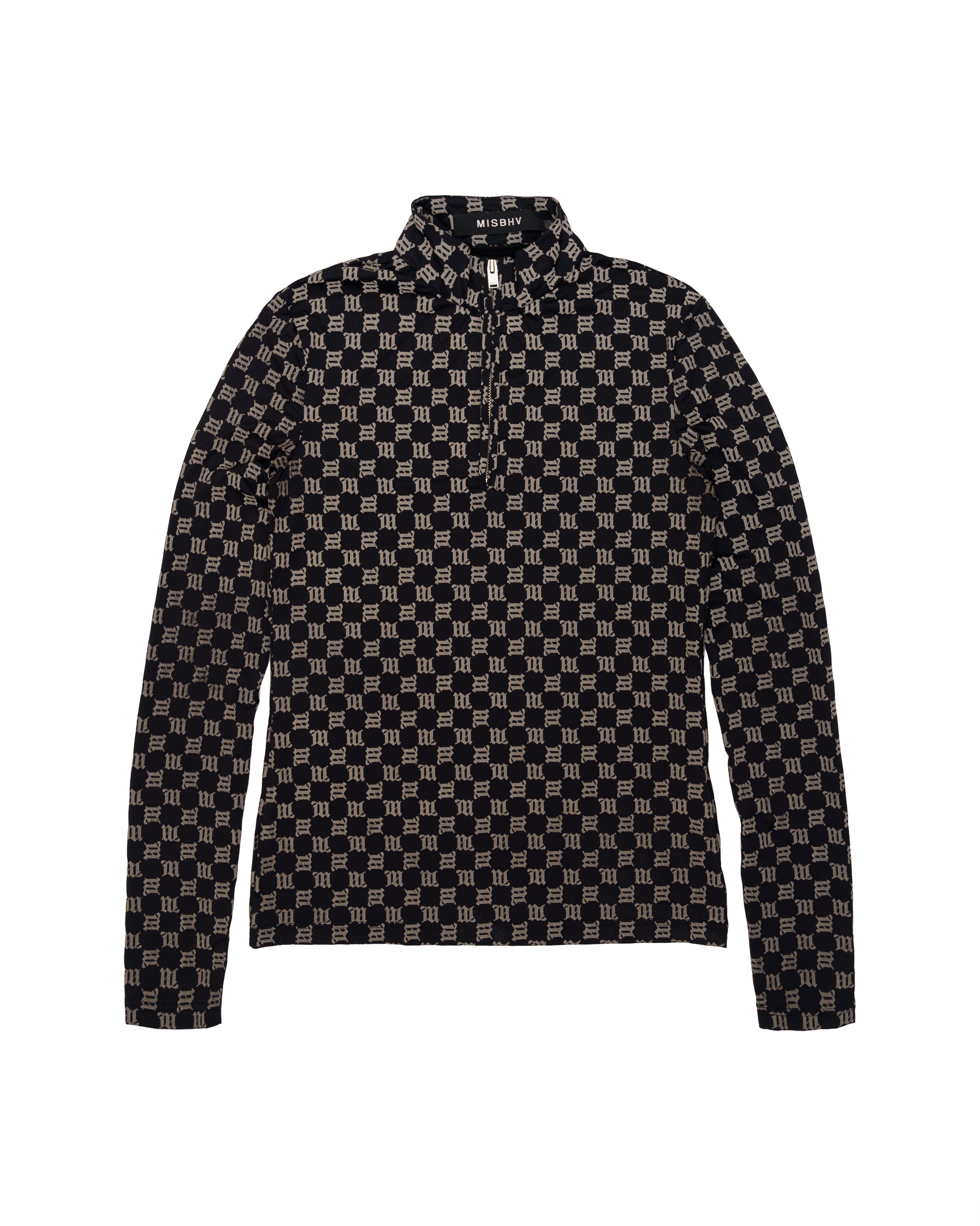 MISBHV monogram black zip-up jersey top