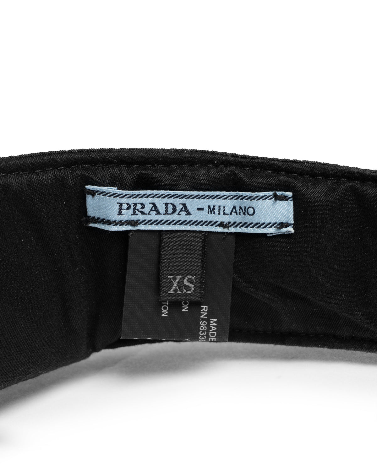 Prada Visor logo-plaque black nylon hat - XS