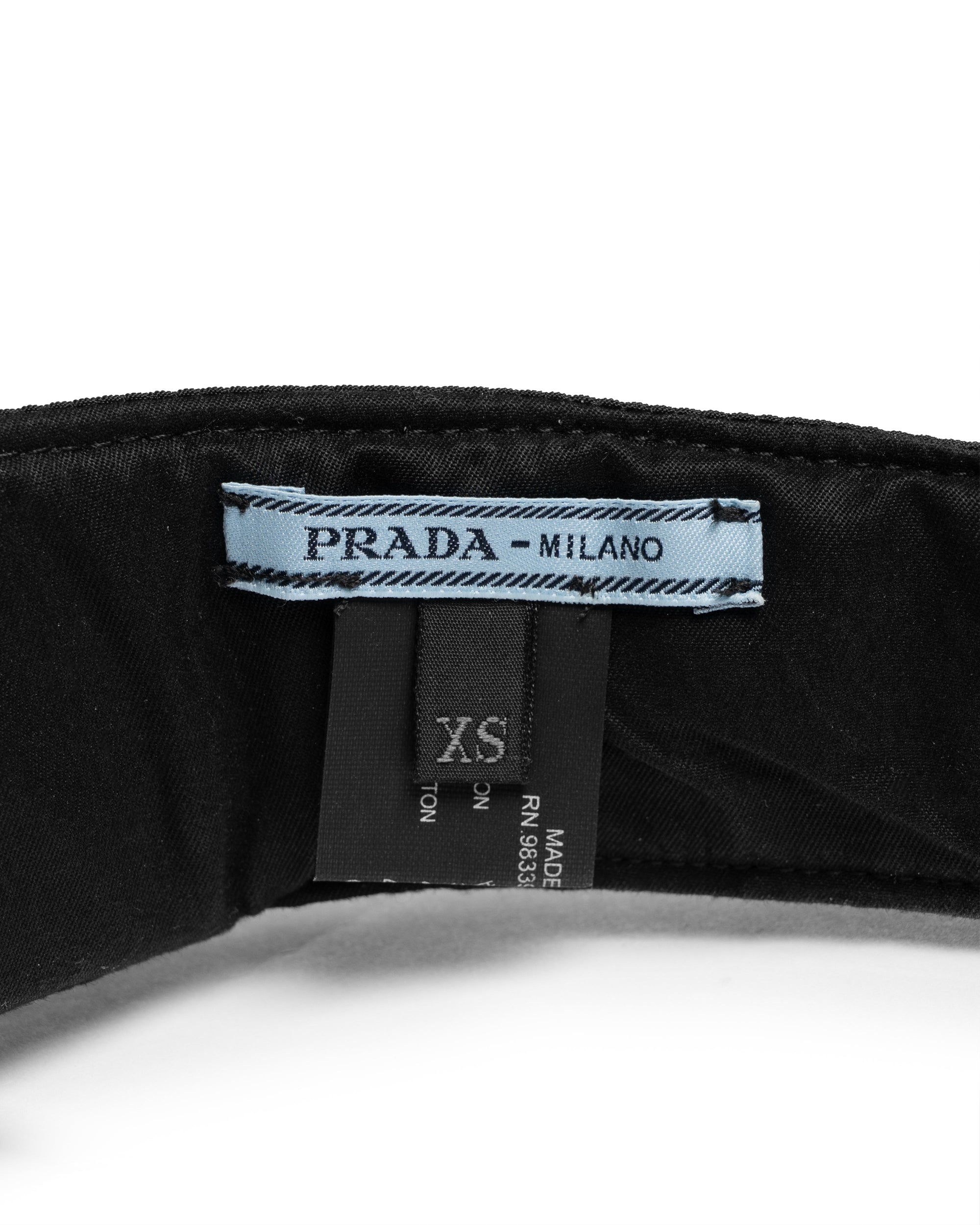 Prada Visor logo-plaque black nylon hat - XS