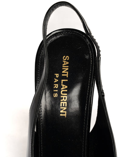 Saint Laurent Nico 110 patent leather slingback heels - 39.5 Saint