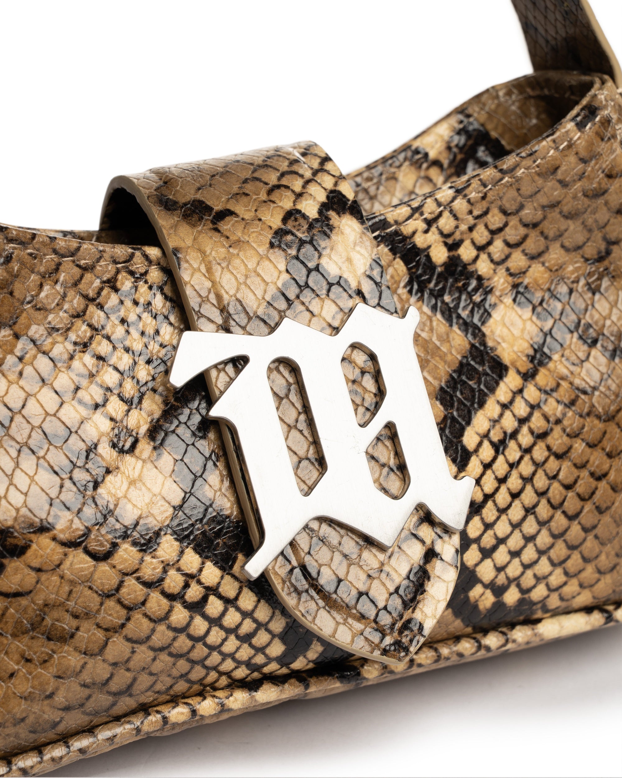 MISBHV metal logo plaque snake-embossed shoulder bag