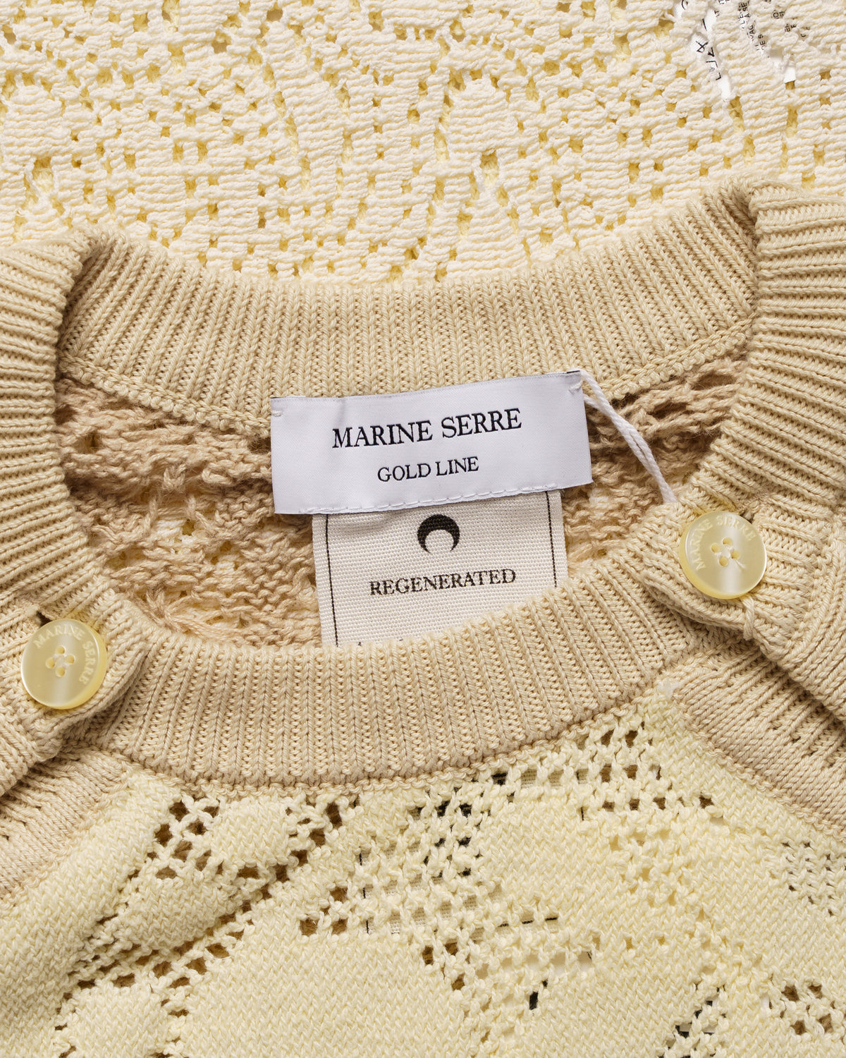 Marine Serre regenerated crochet raglan natural sweater