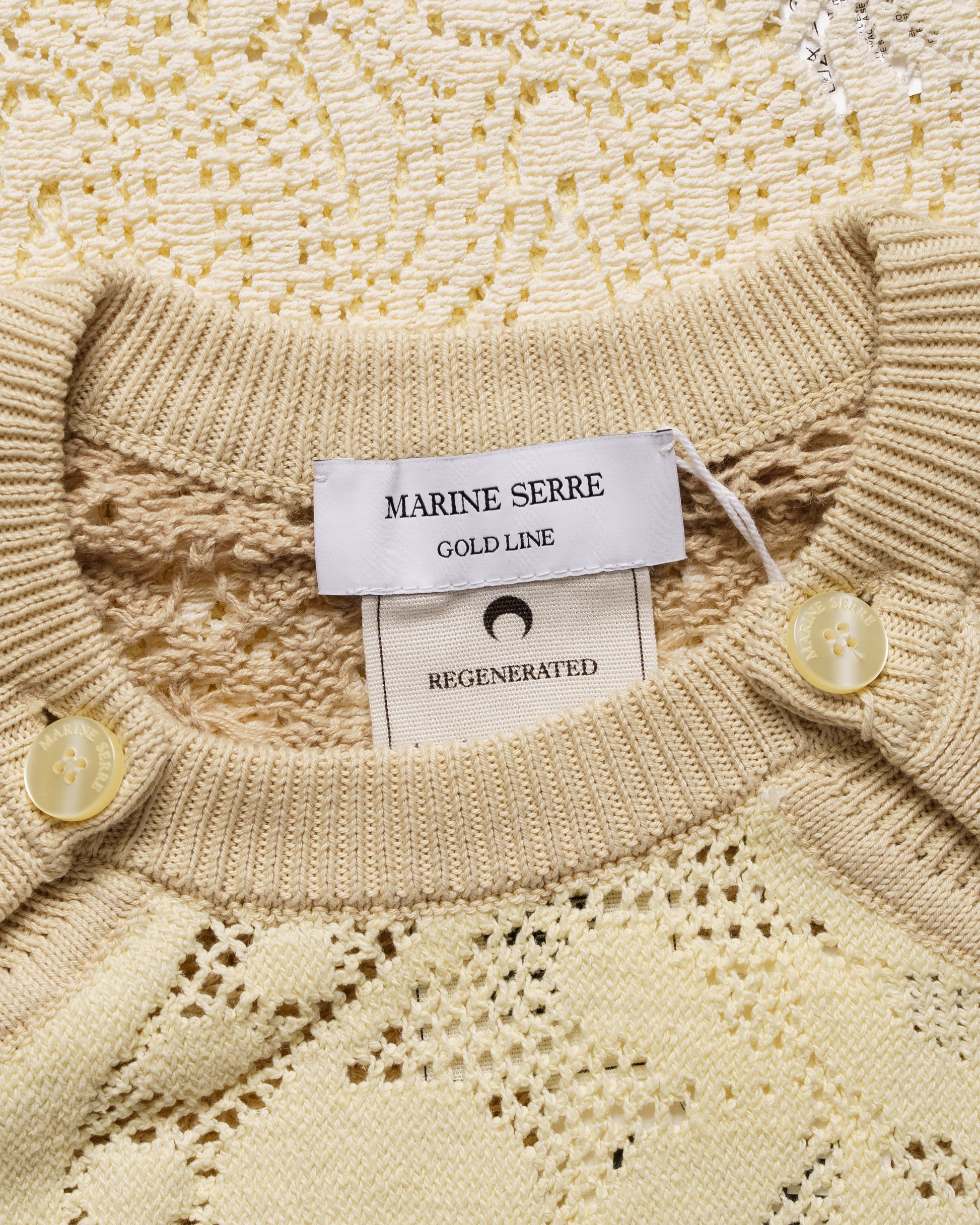 Marine Serre regenerated crochet raglan natural sweater Marine Serre