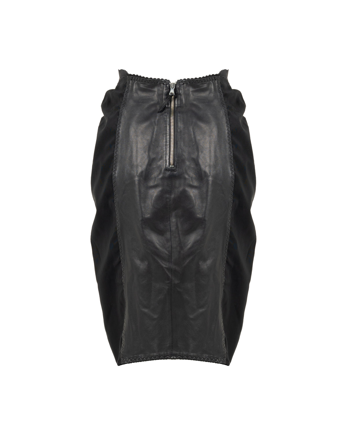 Jean Paul Gaultier Re-edition Spring-Summer 1987 paneled leather mini skirt