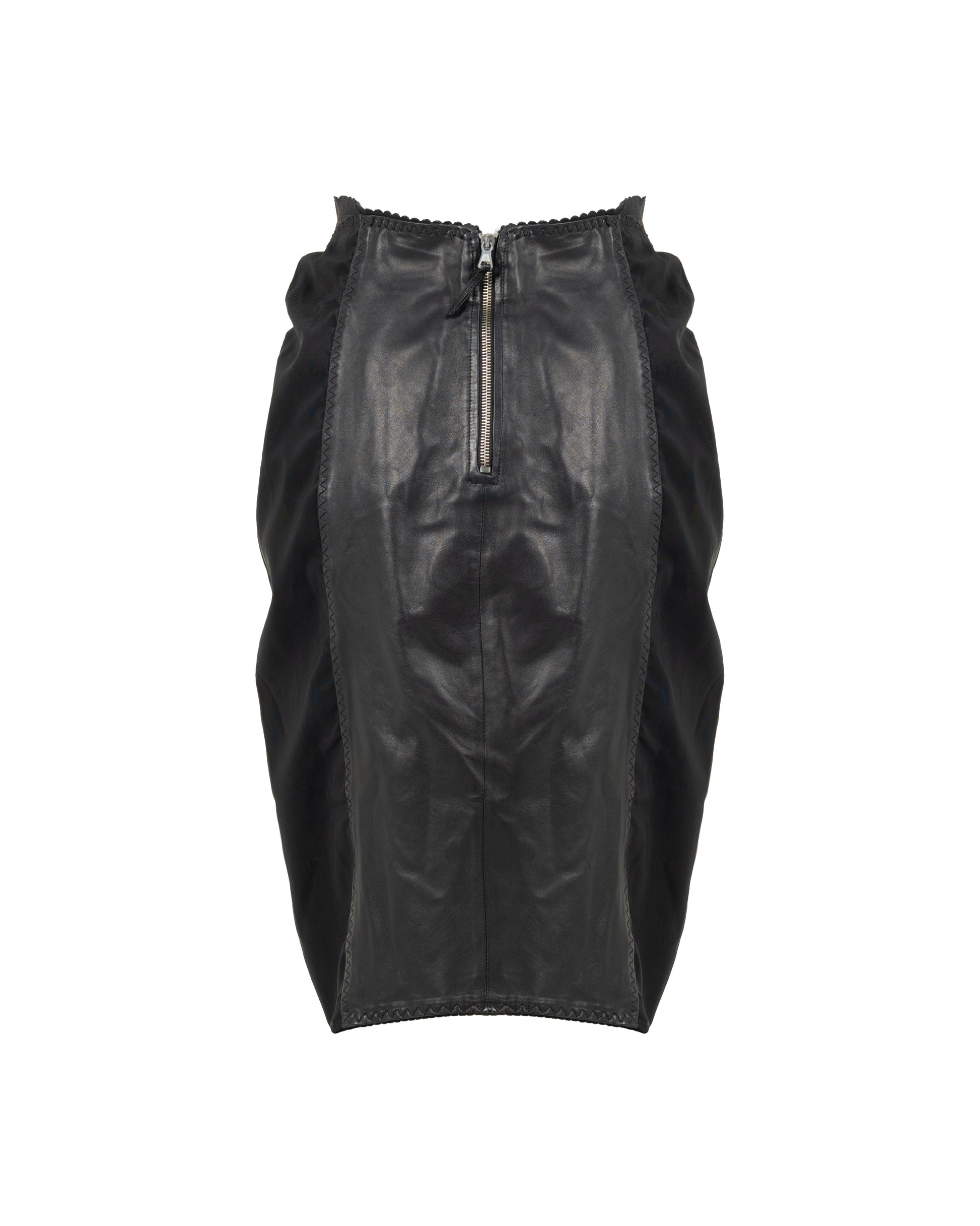 Jean Paul Gaultier Re-edition Printemps-été 1987 leather panelled mini skirt Jean