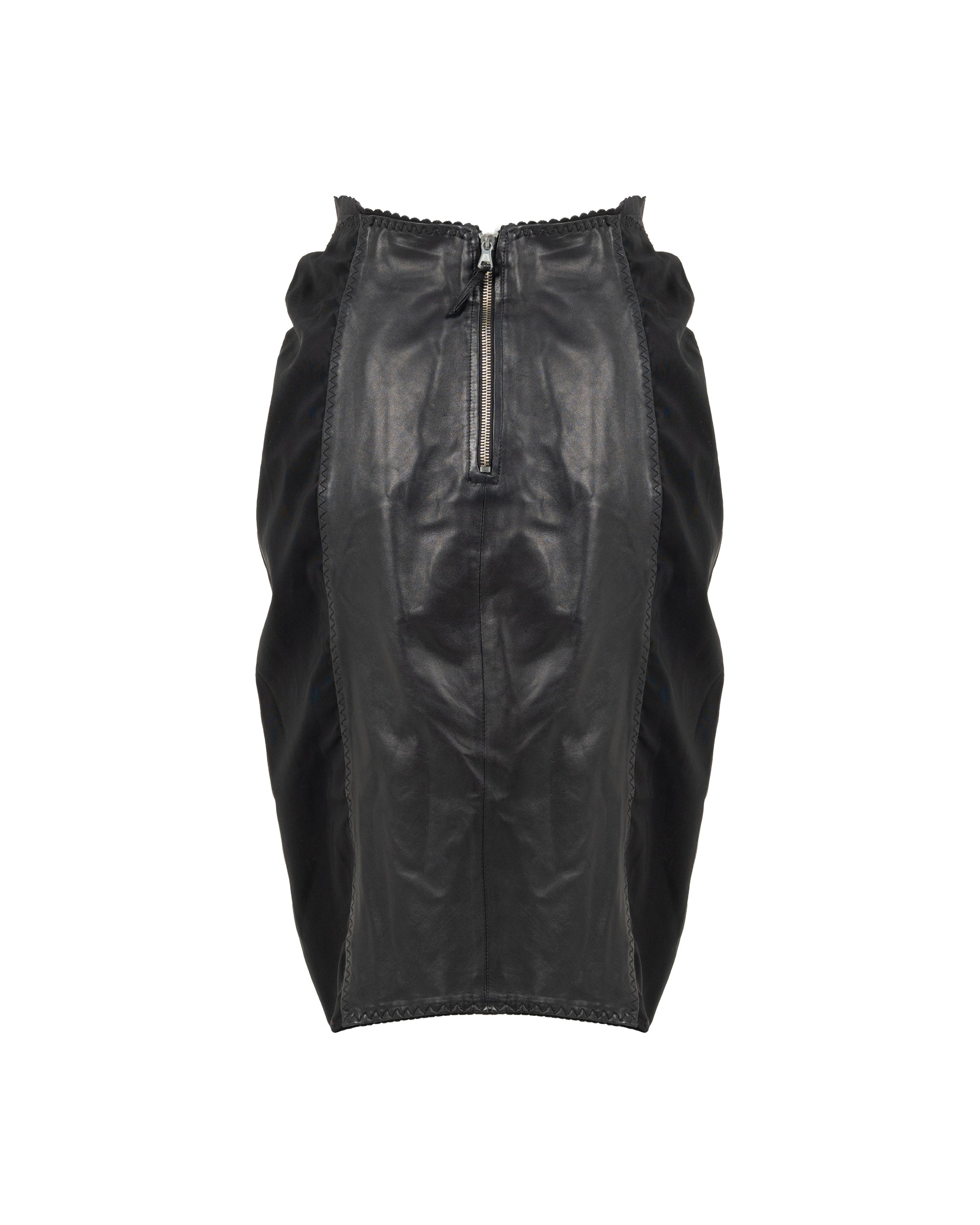 Jean Paul Gaultier Re-edition Spring-Summer 1987 paneled leather mini skirt