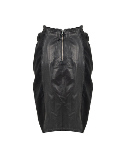Jean Paul Gaultier Re-edition Printemps-été 1987 leather panelled mini skirt Jean