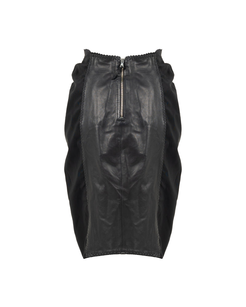 Jean Paul Gaultier Re-edition Spring-Summer 1987 paneled leather mini skirt thumbnail