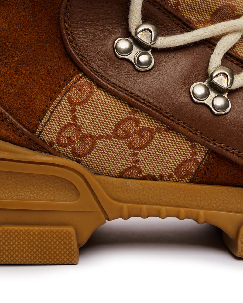 Gucci Flashtrek monogram brown hiking boots thumbnail