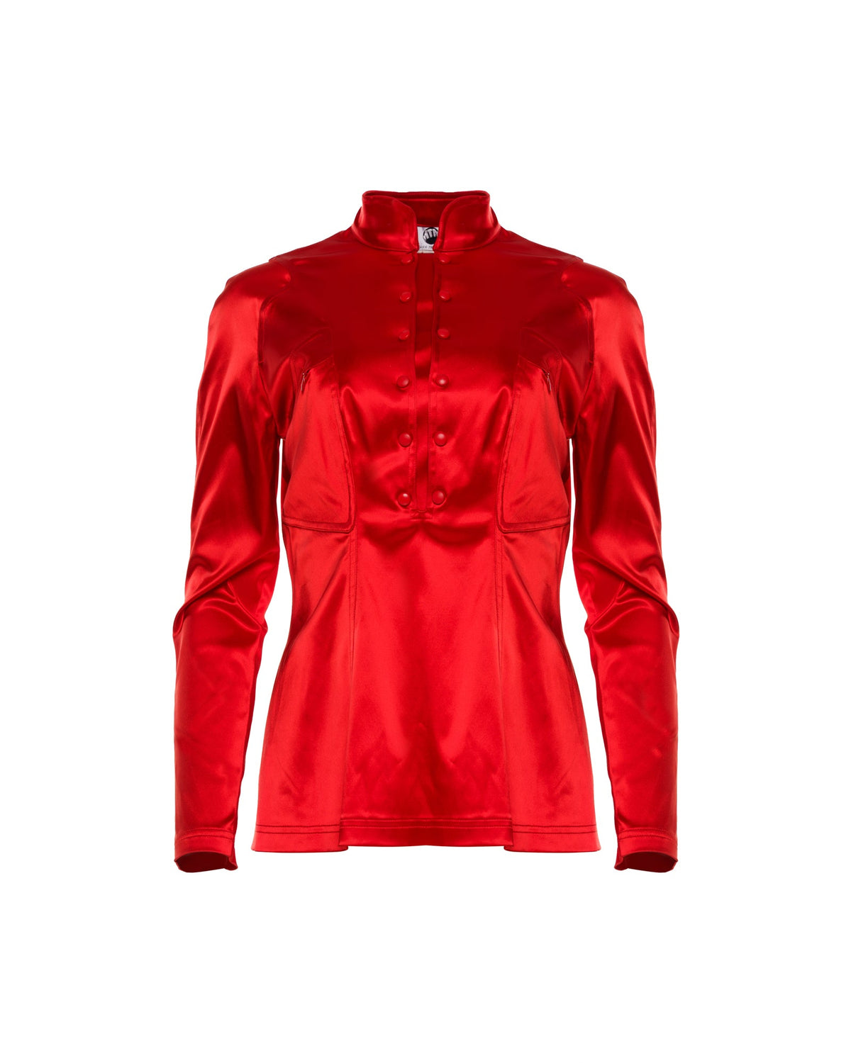 Mugler Trademark red satin tang jacket