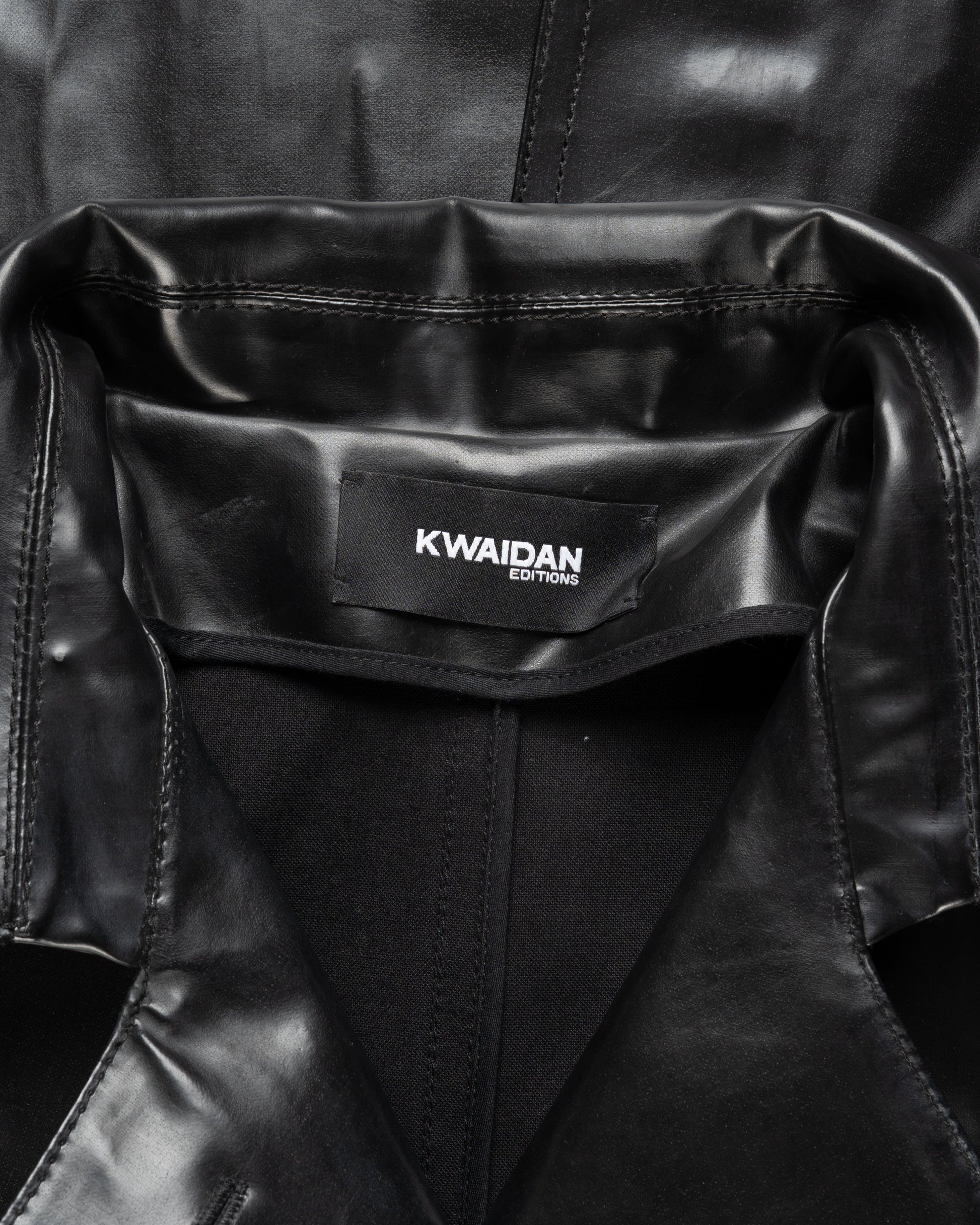 Kwaidan Editions single-breasted rubber black coat Kwaidan