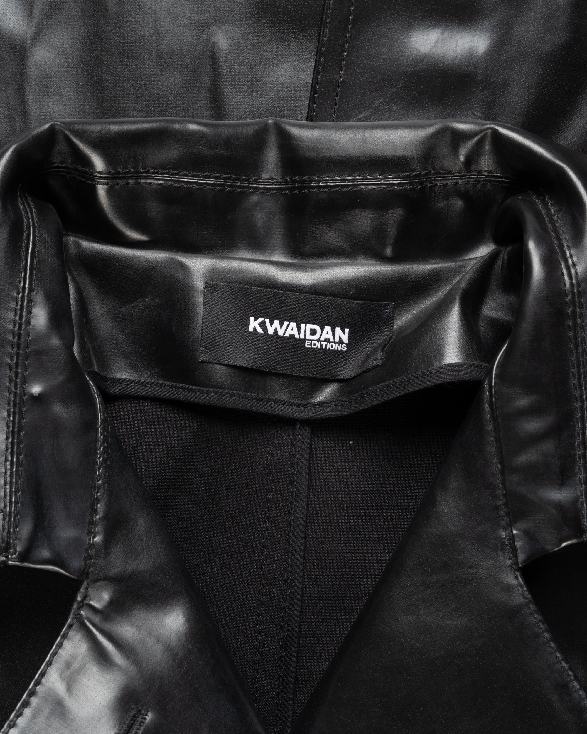 Kwaidan Editions single-breasted rubber black coat