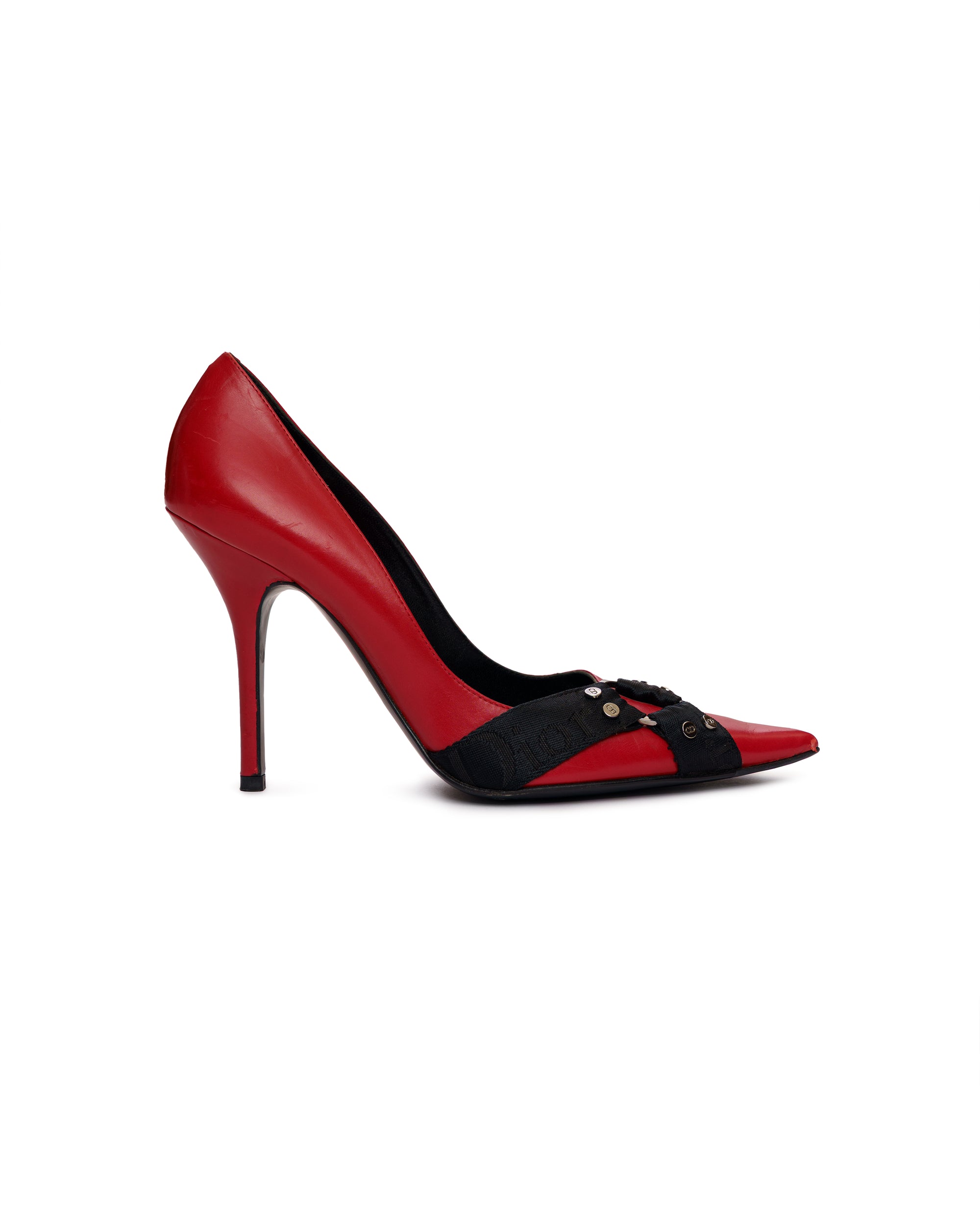Dior bondage red leather heels