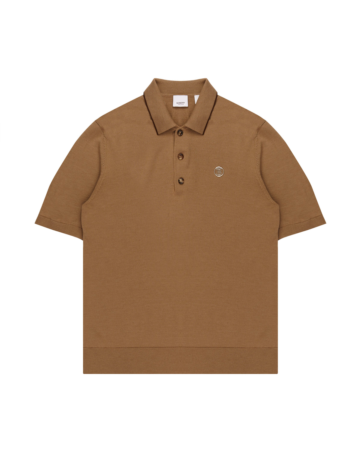 Burberry emblem-logo knitted polo-collar t-shirt