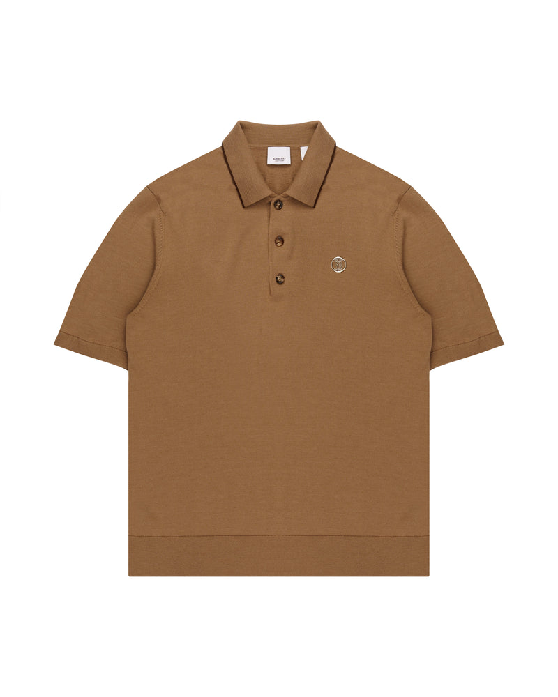 Burberry emblem-logo knitted polo-collar t-shirt