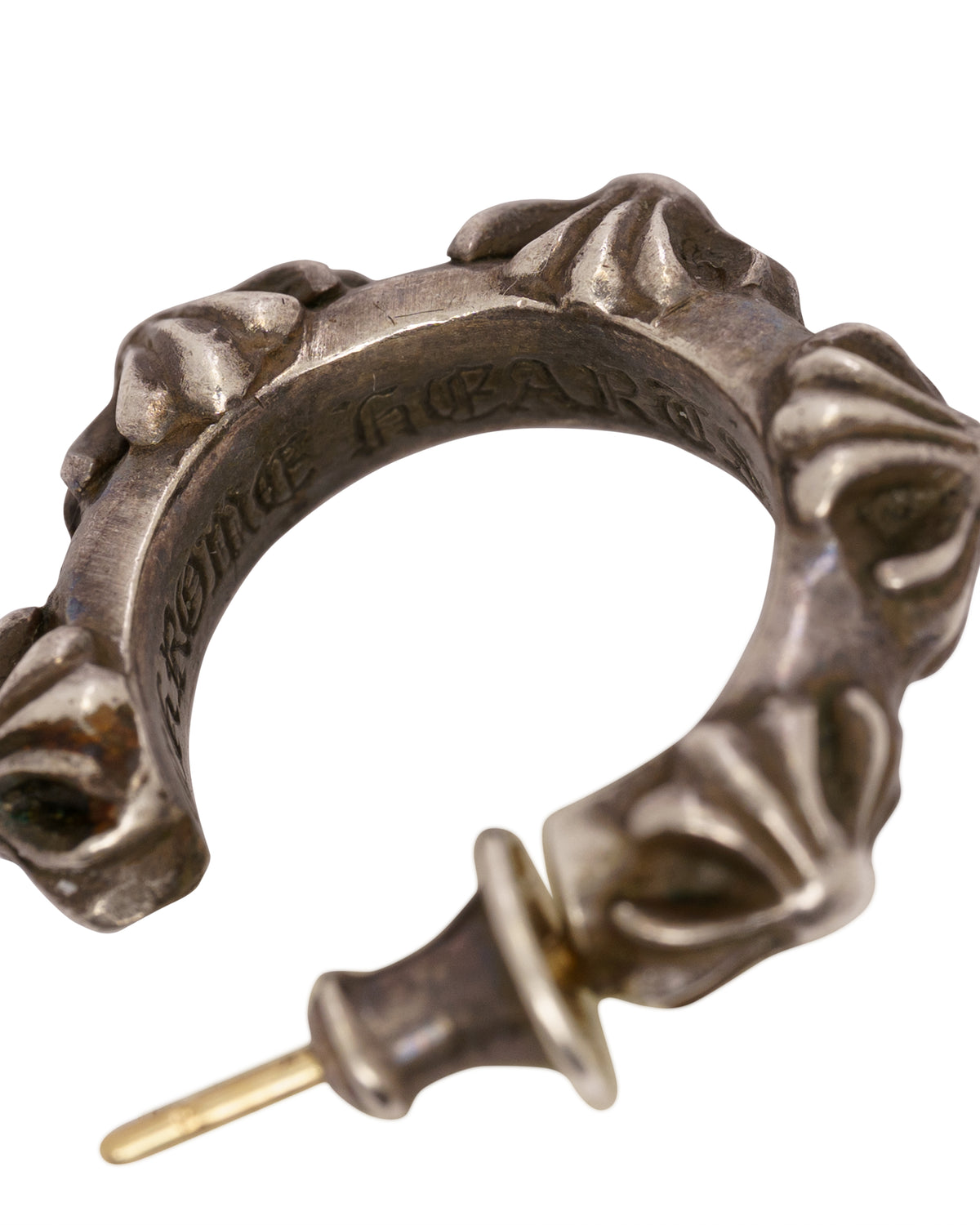 Chrome Hearts cross band hoop silver earrings