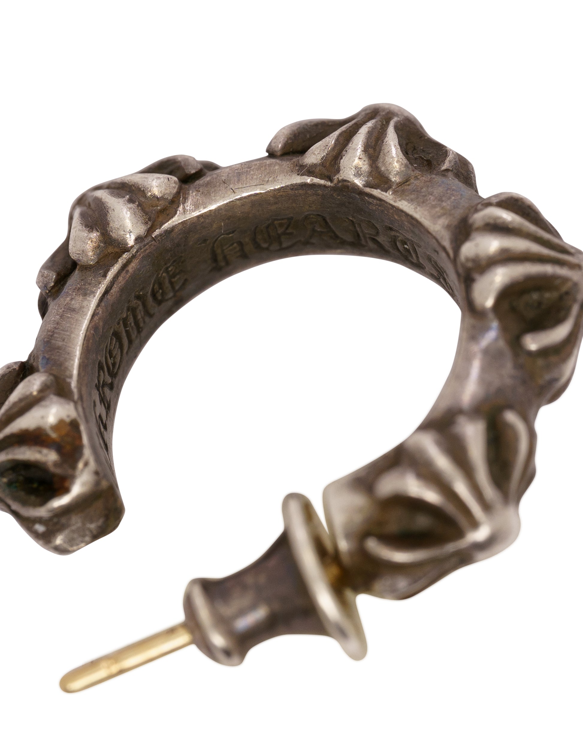 Chrome Hearts cross band hoop silver earrings