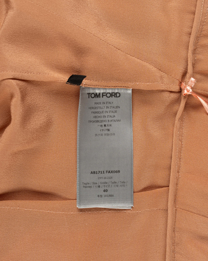 Tom Ford cut-out draped silk sand midi dress thumbnail