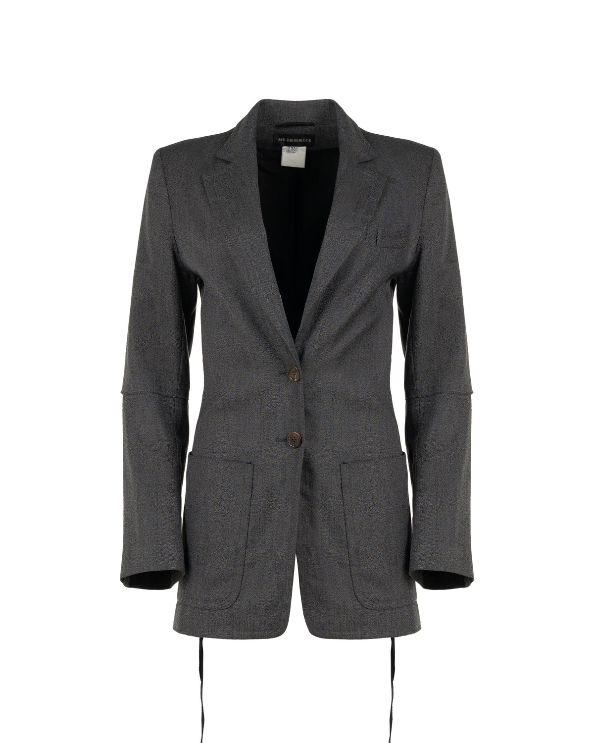 Ann Demeulemeester laced grey elongated blazer jacket