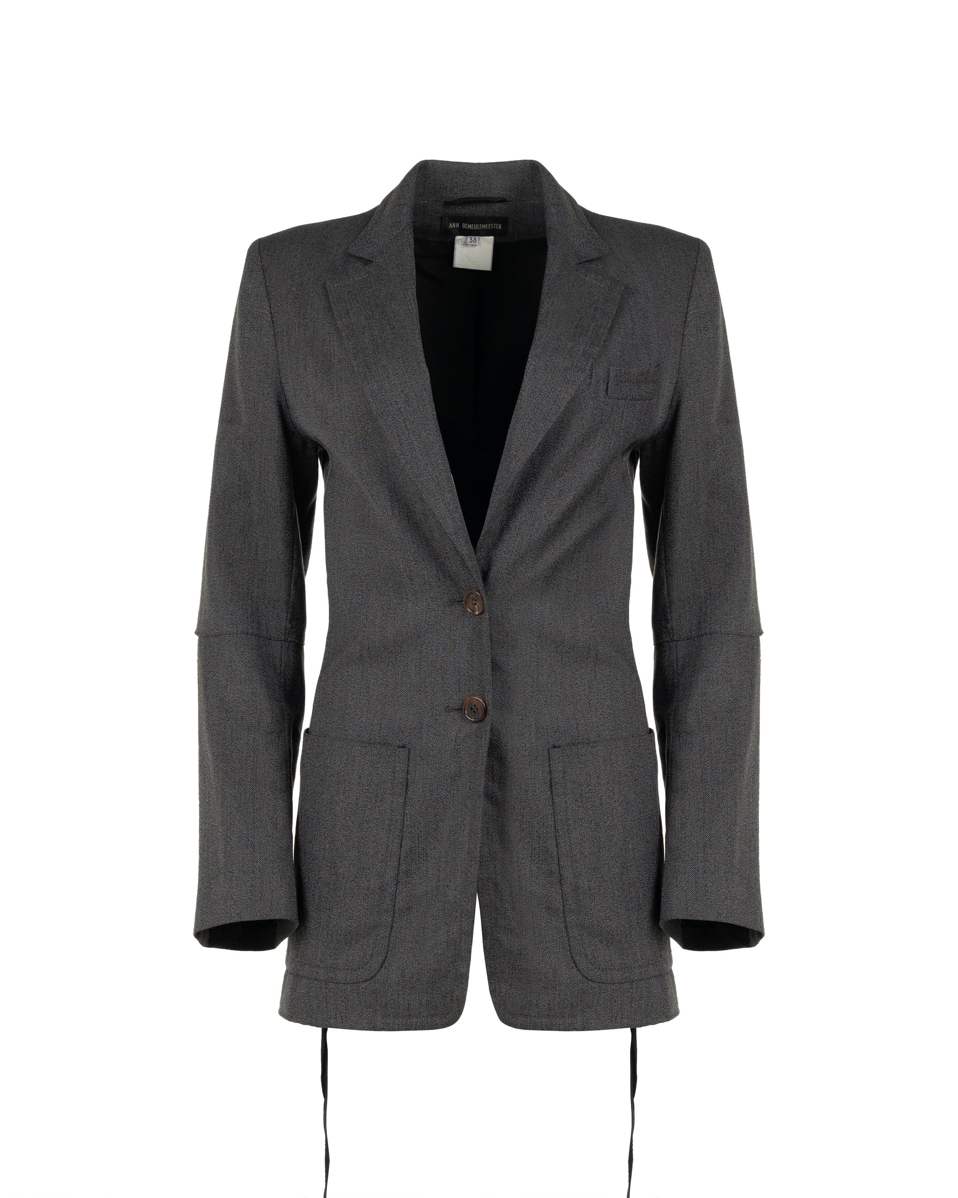 Ann Demeulemeester laced grey elongated blazer jacket Ann