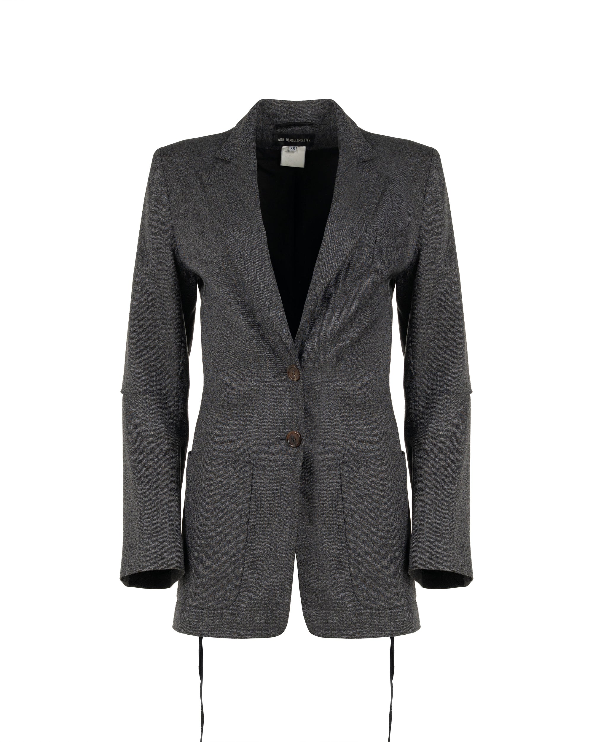 Ann Demeulemeester laced grey elongated blazer jacket